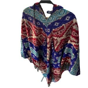 Hooded Poncho Warm Autumn Winter Wrap Cape Shawl Lightweight Pocket One size